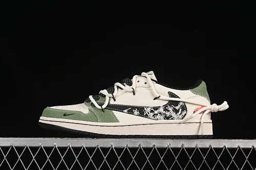 All categories Air Jordan Jordan series basketball shoes Air Jordan 1 Low high-end customized low-top sneakers Travis Scott x Fragment Design x Air Jordan 1 Low OG SP AJ1 Stussi co-branded beige canvas drawstring low-top cultural casual sneakers DM6868-102